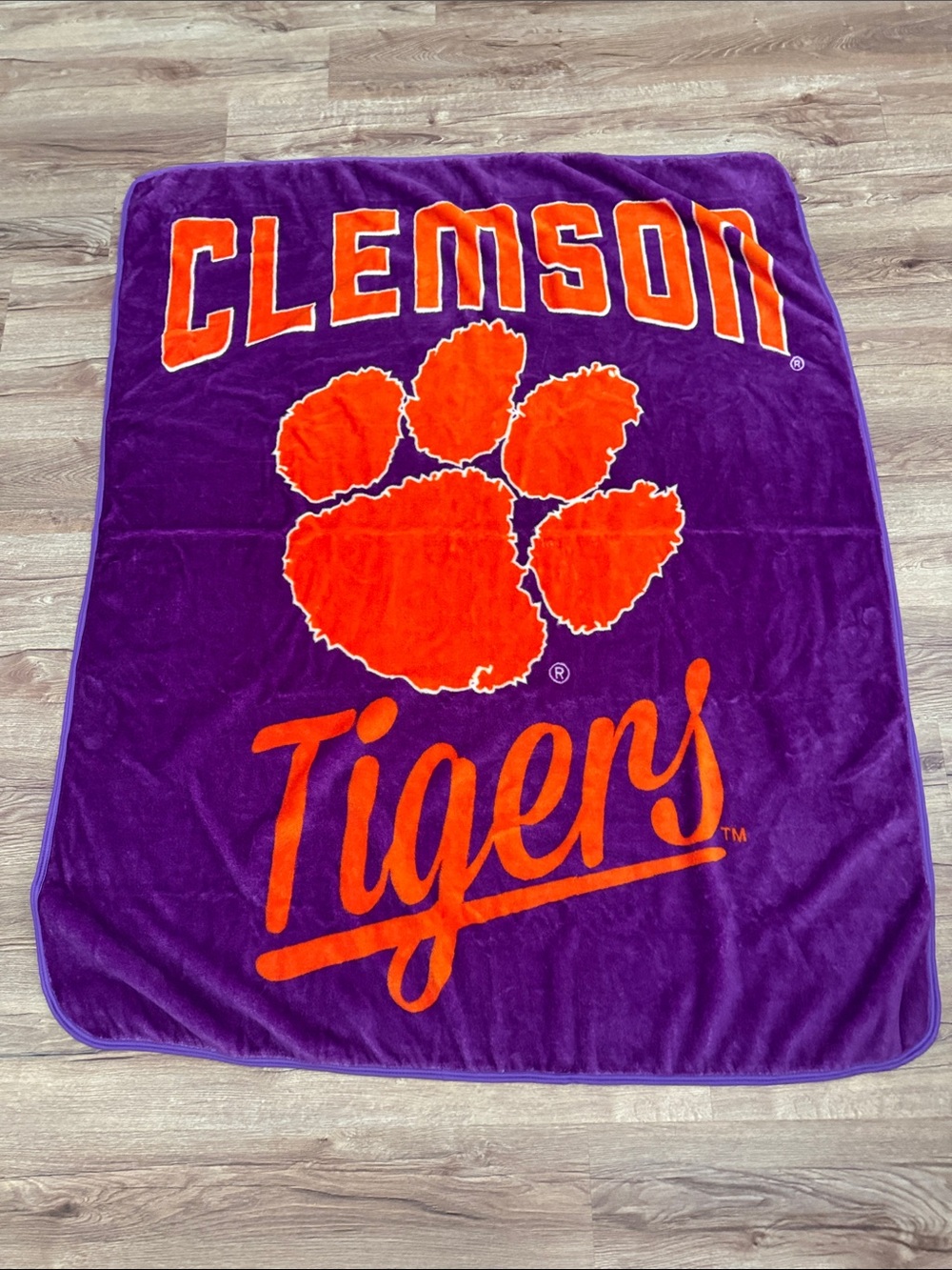 Clemson Tigers Purple and Orange Plush Fan Throw